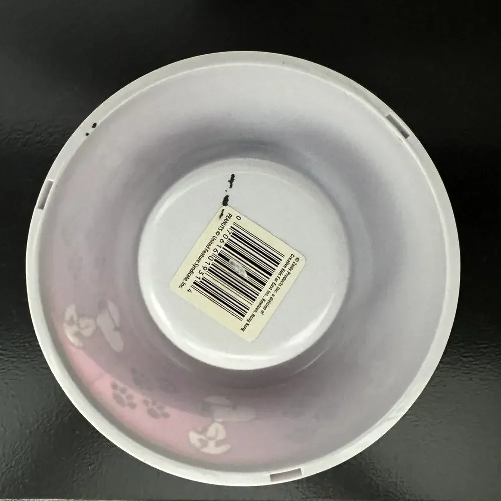 Peanuts Snoopy Dog Bowl Pink Plastic Pet Food Water Dish Small Cartoon‎